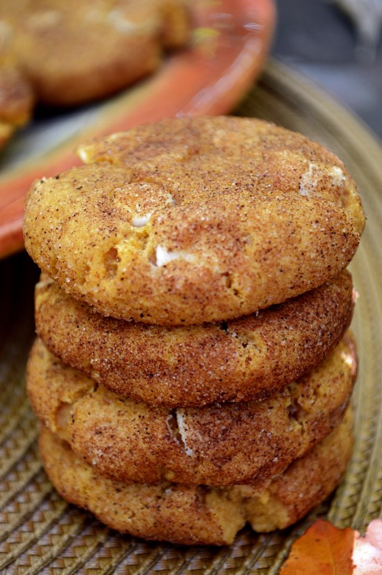 White Chocolate Chip Pumpkin Snickerdoodles - Breezy Bakes